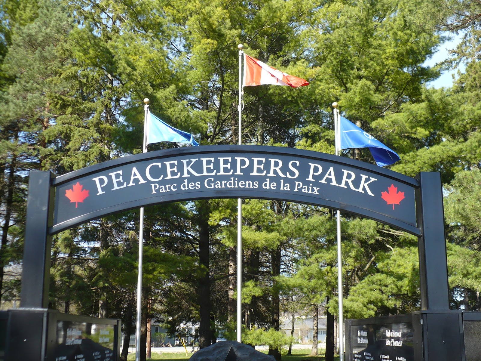 Peacekeepers Parks Map - Illustrated aerial view of the park showing all monuments, paths, and features